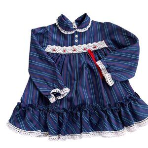Vintage Miniatures In Fashion Striped Peter Pan Collar Dress 2T